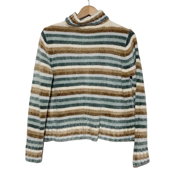Vintage Y2K Chenille Striped Turtleneck Sweater - Picture 6 of 10